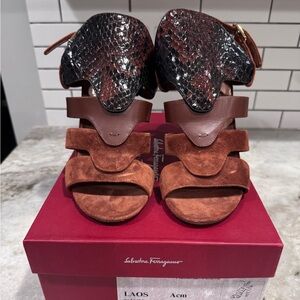 Salvatore Ferragamo Laos Python Pumps with stacked heel size 8.5